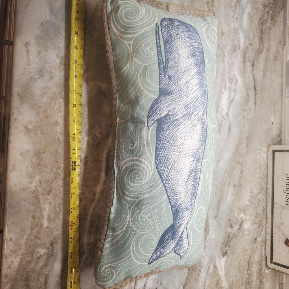 Whale Accent Pillow - Rope Trim